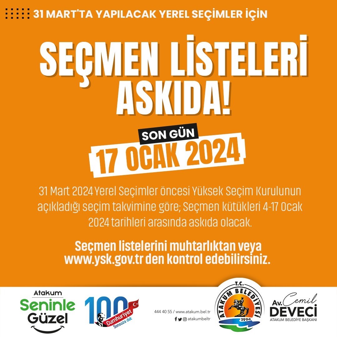  31 Mart 2024 Pazar günü yapılacak olan Mahalli İdareler Seçimleri