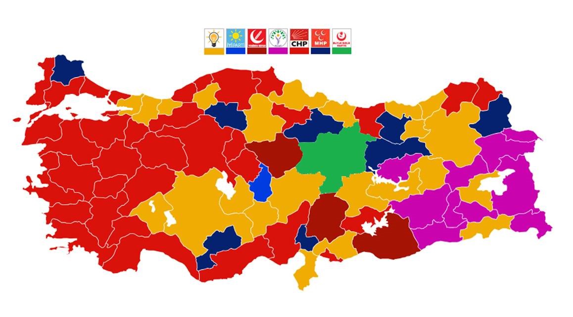 17 ilçesi bulunan Samsun’da AK Parti 8, Yeniden Refah Partisi