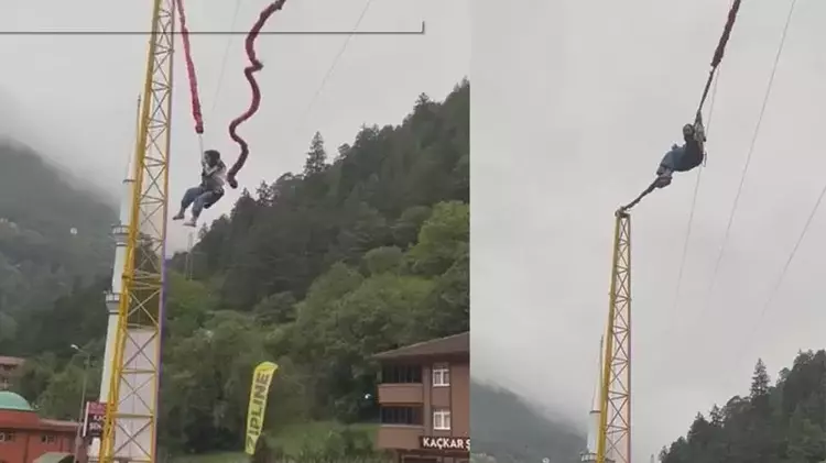 Trabzon’da ünlü turizm merkezi Uzungöl‘de, Semanur Şahin, deneyimlemek istediği ‘insan sapanı’ diye adlandırılan