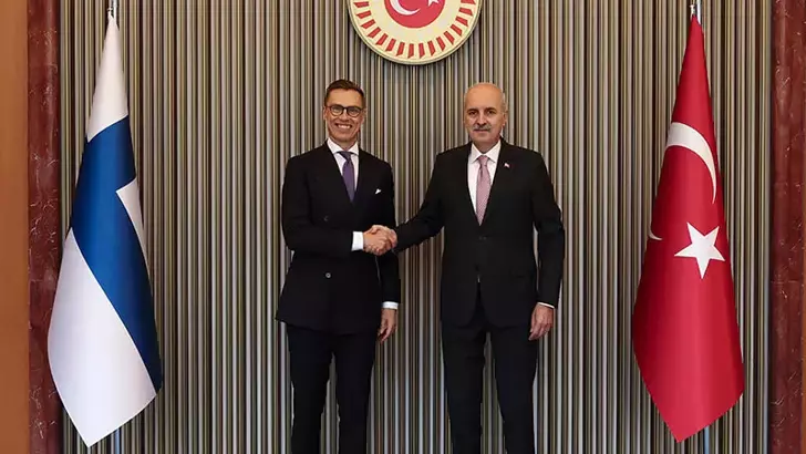 TBMM Başkanı Numan Kurtulmuş, Finlandiya Cumhurbaşkanı Alexander Stubb ile Meclis’te bir
