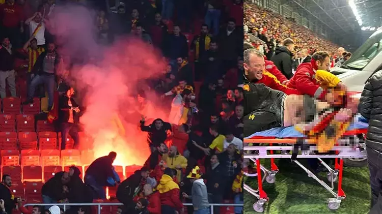 İzmir’de Göztepe ile Altay arasında olayların çıktığı ve Göztepeli taraftar