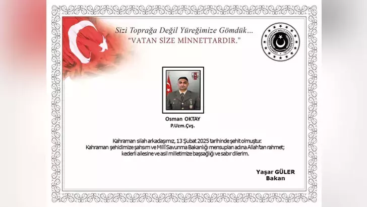 Milli Savunma Bakanlığı (MSB), Suriye‘nin kuzeyinde 7 Şubat’ta bölücü terör örgütü
