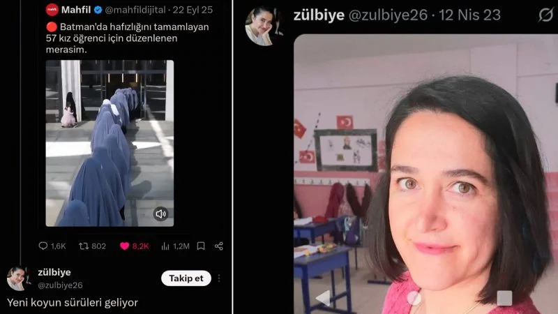 İZMİR- Sosyal medyada icazet törenine katılan hafız öğrencilerin fotoğrafının altına